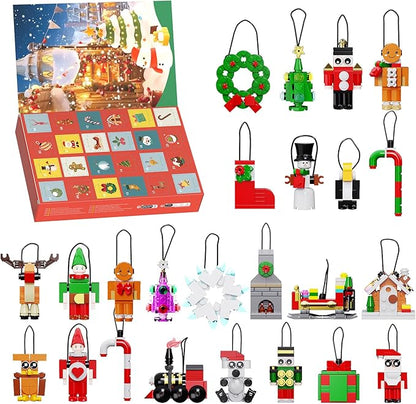 Christmas Advent Calendar 2025 Blocks Ornament Decor Sets Compatible with Lego, Santa Nutcracker Gingerbread Reindeer Building Toys Sets, 24 Days Countdown to Christmas Toys Gifts For Boys and Girls