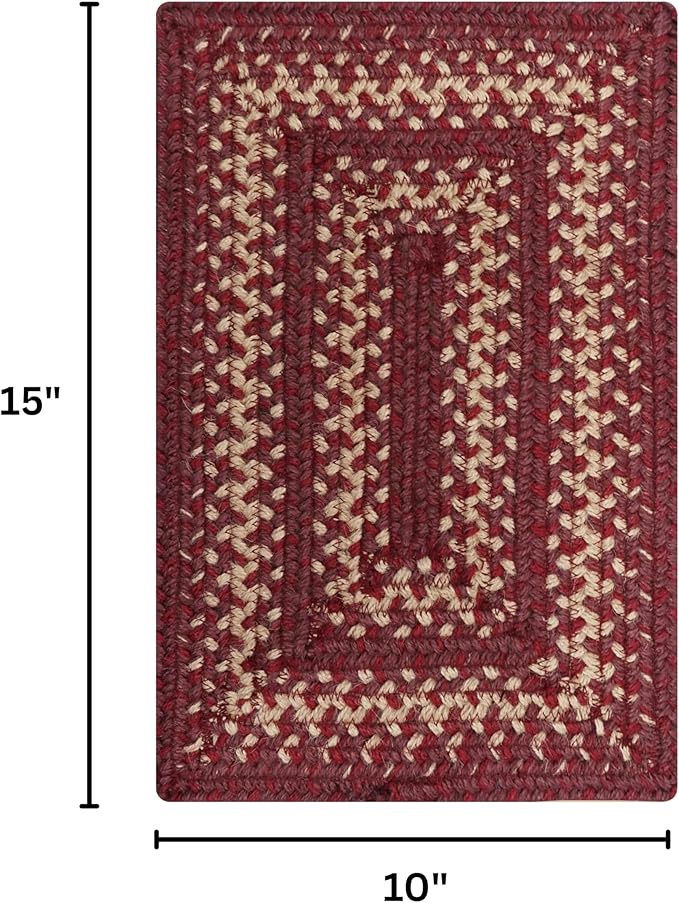 Homespice Autumn Maple Jute Braided Placemats for Table, Set of 4-10x15, Rectangle, Burgundy and Tan - Vibrant Colors, Durable, Easy to Clean and Protects Furniture