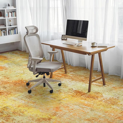 Washable Area Rugs for Living Room 8x10 - Large Neutral Modern Abstract Rug, Soft Low Pile Carpet with Non Slip Backing for Under Dining Room Table, Bedroom, Home, Office, Dorm - Yellow Brick