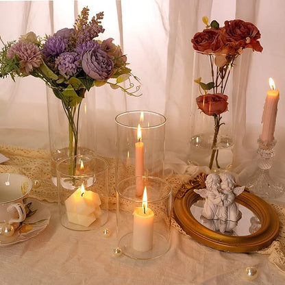 20pcs Cylinder Vases for Centerpieces - Glass Vases for Flowers with 4 Different Sizes, Modern Floating Candle Vases Formal Dinners Home Decor 4, 6, 8, 10 Inches in Height