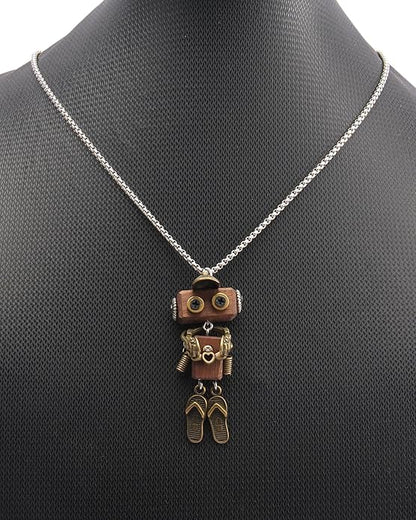 Leather Necklace for Women Boho Choker Necklace Long Cord Leather Pendant Bohemian Neckalce Vintage Alloy Pendant Leather Rope Necklace Wooden Necklaces for Women