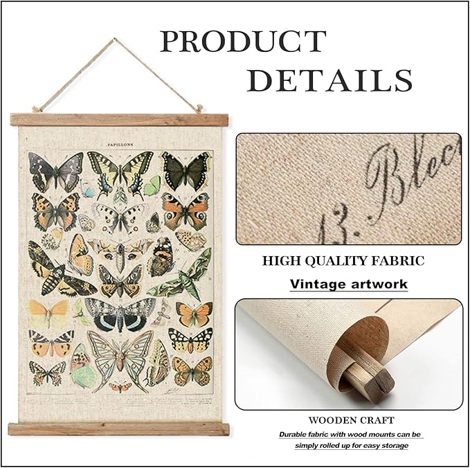 ABoby Hanging Posters, Decorative Wall Art Prints, Fabric Tapestries With Wood Frames, Ready to Hang (16" x 24" x 1 Panels, Artwork - 11)