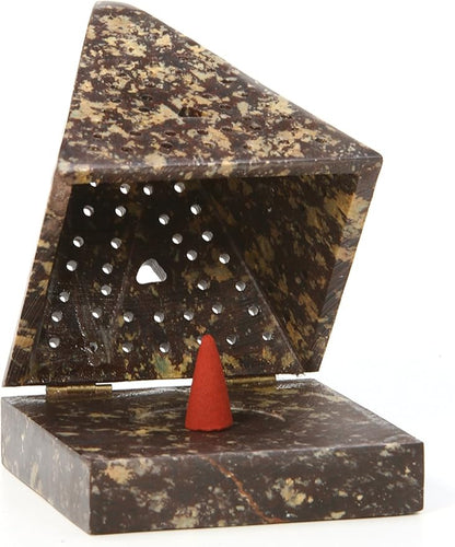 Hosley 5" Soapstone Triangle Pyramid Incense Cone Holder – Large Aromatherapy Burner & Ash Catcher for Incense Cones, Zen, Vastu, Reiki, Chakra Meditation, Spa Gift