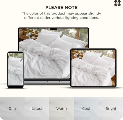 Bedsure Cotton Duvet Cover King - Luxury Slub Weave 100% Cotton Duvet Cover with a Linen Like Textured, Easy Change Durable Bedding, Bright White, 104" x 90"