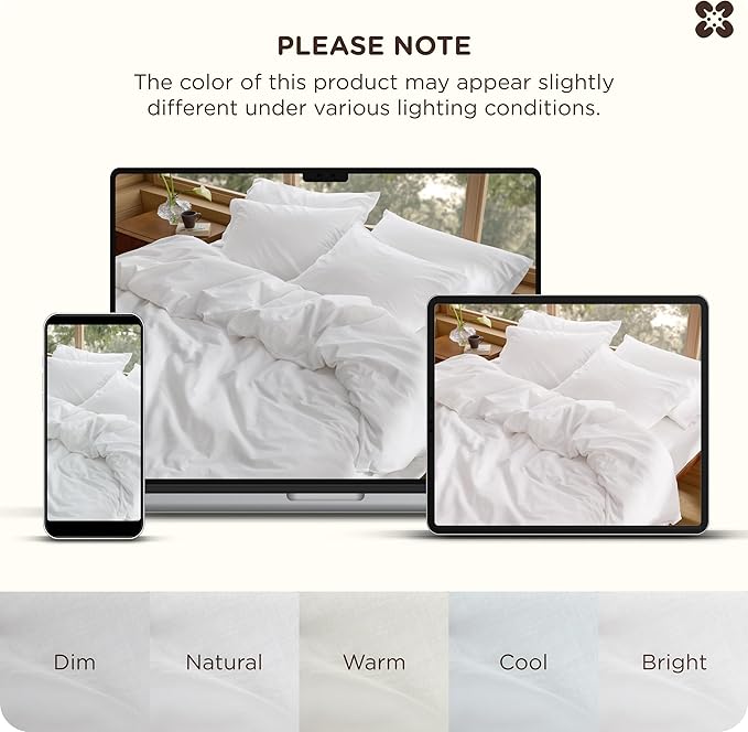 Bedsure Cotton Duvet Cover Full - Luxury Slub Weave 100% Cotton Duvet Cover with a Linen Like Textured, Easy Change Durable Bedding, Bright White, 80" x 90"