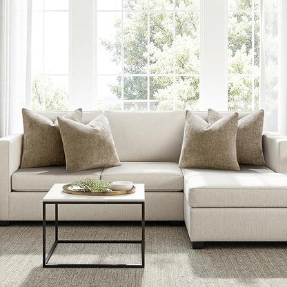 MIULEE Pack of 4 Couch Throw Pillow Covers 18x18 Inch Khaki Soft Decorative Chenille Pillow Covers Farmhouse Accent Cushion Covers for Boho Home Decor Sofa Bedroom Living Room