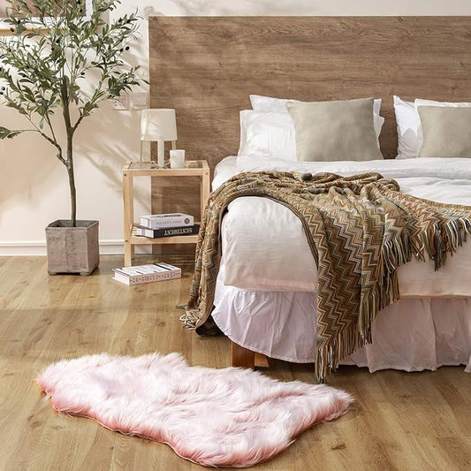 Ashler faux fur rug, Fluffy Shaggy Area Rug Ultra Soft 2 x 3 Feet Sheepskin Fur Rug, Frosted Bottom Pink Fuzzy Rug Machine Washable Shag Rug, Nursery Decor Throw Rugs for Bedroom, Living Room