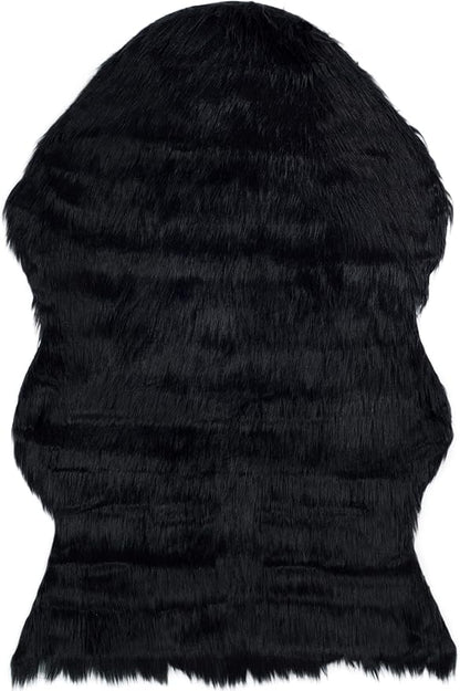 SAFAVIEH Faux Sheep Skin Collection 2' x 3' Black FSS115B Silken Glam 2.35-inch Thick Accent Rug