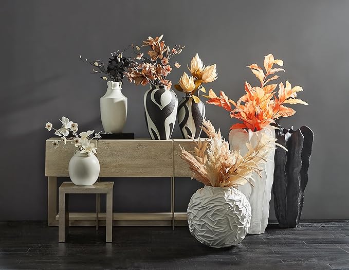 Playa Floor Vase, Organic Modern Sculptural Vase with Textured Finish, Minimalist Statement Piece for Contemporary Home Decor & Interior Design, White