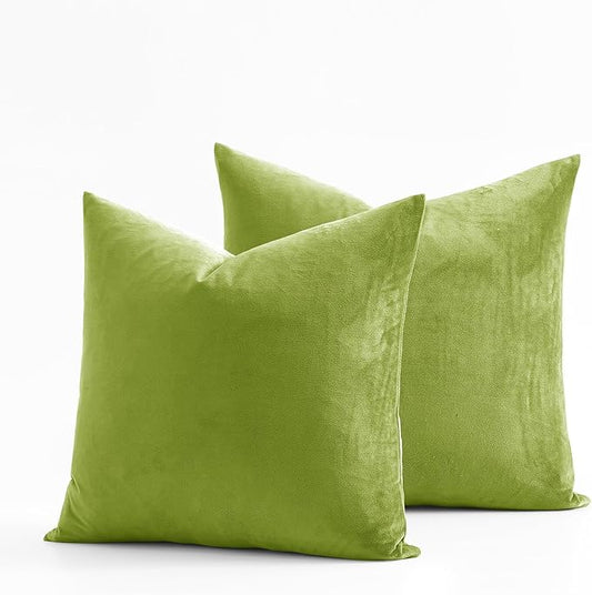 18x18 Velvet Pillow Covers Set of 2 Grass Green Decorative Square Throw Pillowcase Soft Solid Cushion Covers for Bedroom Living Room Outdoor Indoor Decoration