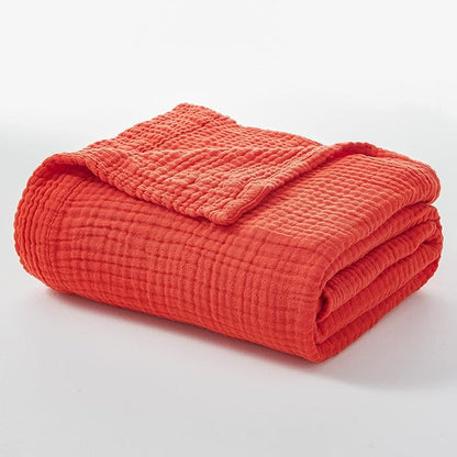 EMME Cotton Twin Blanket - 100% Muslin Soft, Breathable Gauze - All Season, Pre-Washed - Orange Rust, 60"x80"