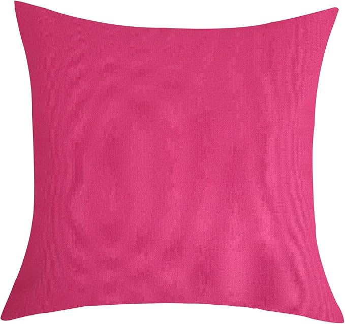 TangDepot Handmade Decorative Solid 100% Cotton Canvas Throw Pillow Covers/Pillow Shams, (14"x14", Hot Pink)
