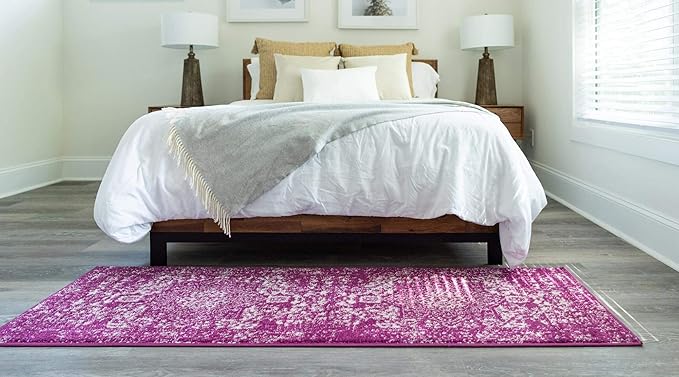 Rugs.com Arlington Collection Rug – 12 Ft Runner Purple Medium-Pile Rug Perfect for Hallways, Entryways