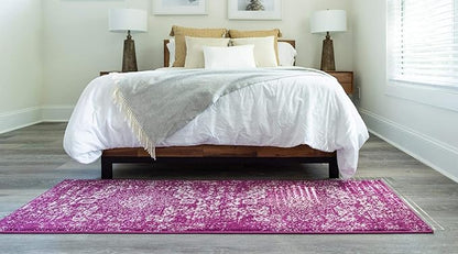 Rugs.com Arlington Collection Rug – 12 Ft Runner Purple Medium-Pile Rug Perfect for Hallways, Entryways