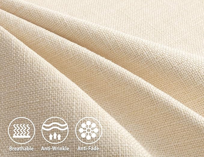 Stellhome Burlap Throw Pillow Covers Solid Farmhouse Linen Pillowcase for Bed Couch Sofa Bench, Set of 2, 20 x 20 inch (50 x 50 cm), Cream