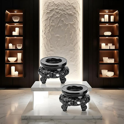2Pcs Black Wooden Display Stand for Crystal Sphere Quartz Ball Holder Hollow Wood Stand Base for Sphere Globe Stone Decoration Display Pedestals Home Decor, Crystal Ball Stand