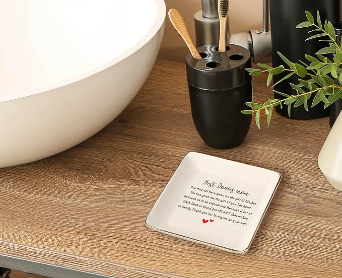 Topthink Mother's Day Gifts for Bonus Mom,Mom-in-Law,Step Mother-Christmas Birthday Presents-You May Not Have Given Me the Gift of Life-Ceramic Jewelry Tray,Trinket Holder,Ring Dish