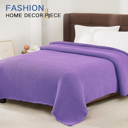 Guohaoi Knitted Weighted Blanket for Adults (Purple 60"x80" 17lbs) No Beads Cooling Throw Blanket for Hot Sleepers, Home Decor Breathable Chunky Knit Heavy Blanket Use on Queen/King Size Bed