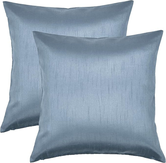 Aiking Home 24x24 Inches Faux Silk Square European Shams, Zipper Closure, Slate (Set of 2)