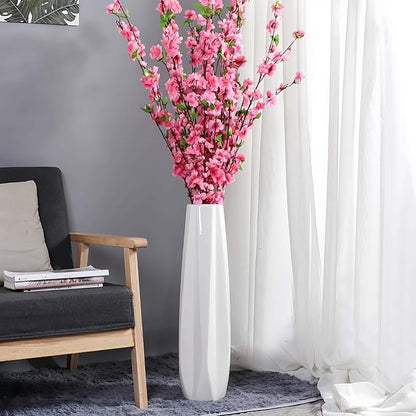 Ceramic Floor Large Vase 24 Inches Tall,White Modern Flower Tall Vases for Office, Home,Farmhouse,Living Room Décor,Simple Origami Design Fall Decorative Porcelain Flower Arrangement Vase Ideal Gift