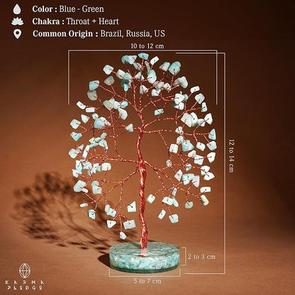 Crystal Tree for Home and Office Decor, Amazonite Chakra Healing Stones Handmade Feng Shui Bonsai Tree of Life for Positive Energy, Money, Good Luck, Christmas Decor, Birthday Gifts for Women, Mom