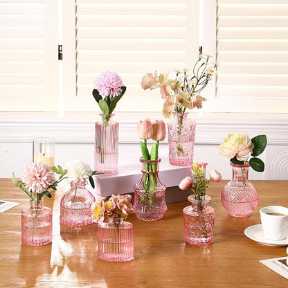 Glass Bud Vases Set of 48, Pink Vases for Centerpieces, Small Glass Vase for Flowers, Vintage Bud Vase in Bulk for Wedding, Party, Events, Reception, Home Decor