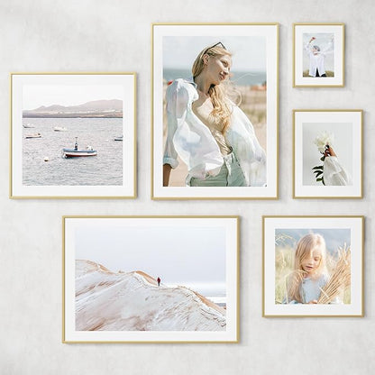 24x36 inch Metal Poster Frame - 24 x 36 Thin Aluminum Picture Frames Matted for 20x30 Photos, Artworks, Prints, Puzzle - High Definition Plexiglass - Vertical and Horizontal Display - Wall Hook Hanging Hardware Included - Gold, 2 Pack