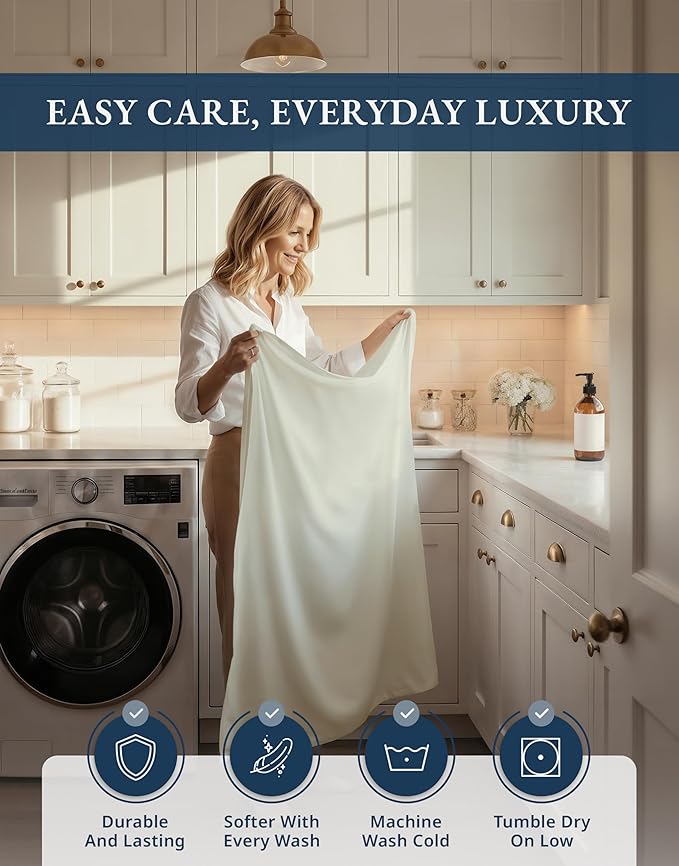LANE LINEN 100% Egyptian Mercerized Cotton Full Size Bed Sheets Set - 1000 Thread Count, Eco Friendly Sustainably Produced No Pill Fade Resistant 15 Iinch Deep Pocket Full Sheets Set - Mineral