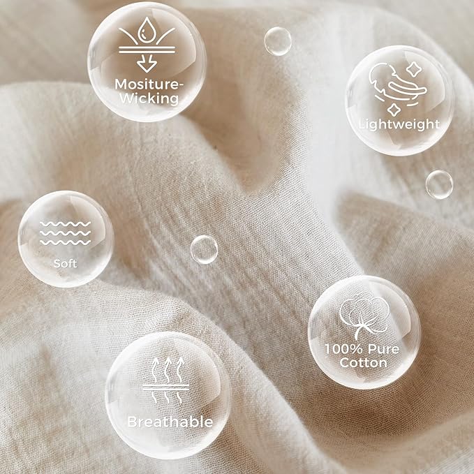 King Sheet Set Cotton Bed Sheets Gauze 4 Pcs Linen King Sheets Set 16" Deep Pocket Sheet & Pillowcase Sets Boho Muslin King Sheets Soft King Bedding Sets for All Season