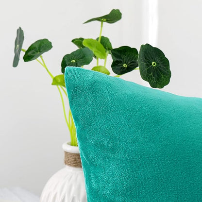 NiNi ALL Decorative Throw Pillow Covers Velvet 12x20 Inch Pack of 2 Aqua Green Cushion Covers Soft for Couch Sofa Bedroom Living Room Outdoor