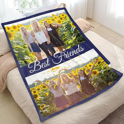 Personalized Gifts for Best Friend Custom Blankets with Photos and Text Multiple Colors Sizes Soft Flannel Gifts for Women Birthday Gifts for Best Friend
