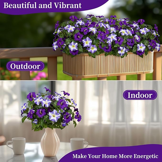 19 Inch Artificial Flowers for Outdoor Indoor Garden Home Decoration,Faux Flower for Home Office Garden Patio Balcony 4 Bundles (Double Purple)