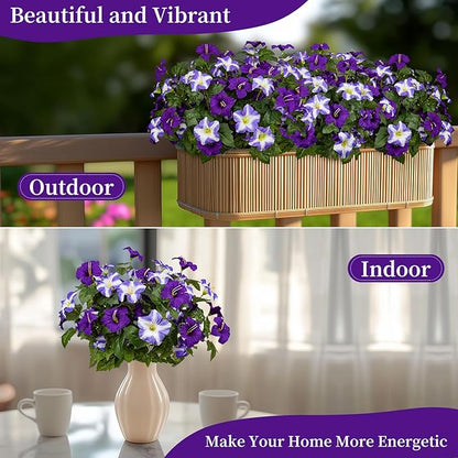 19 Inch Artificial Flowers for Outdoor Indoor Garden Home Decoration,Faux Flower for Home Office Garden Patio Balcony 4 Bundles (Double Purple)