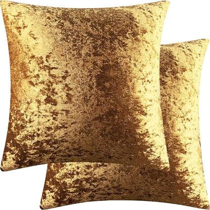 2 Pack 20x20 Pillow Cover Velvet Pillow Covers, Square Throw Pillow Covers for Living Room Decorations Throw Pillow Case, Throw Pillow Cover Cushion Cover for Home Sofa Bedroom Car, Dark Gold