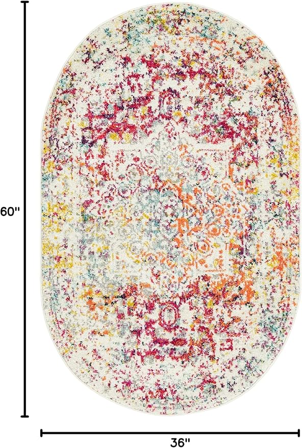 Rugs.com Arlington Collection Rug – 3' x 5' Oval Multi Medium-Pile Rug Perfect for Living Rooms, Large Dining Rooms, Open Floorplans