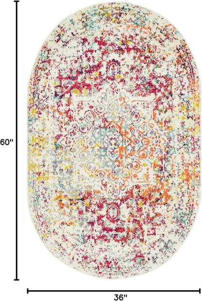 Rugs.com Arlington Collection Rug – 3' x 5' Oval Multi Medium-Pile Rug Perfect for Living Rooms, Large Dining Rooms, Open Floorplans