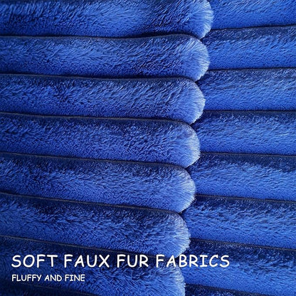 2 Pack 16x16 Pillow Cover Velvet Pillow Covers, Faux Fur Square Throw Pillow Covers for Living Room Decorations Throw Pillow Case, Throw Pillow Cover Cushion Cover for Home Sofa Bedroom Car, Navy Blue