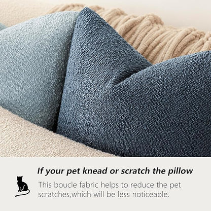 Foindtower Pack of 2 Textured Boucle Throw Pillow Covers Accent Solid Pillow Cases Cozy Soft Decorative Couch Cushion Case for Chair Sofa Bedroom Living Room Home Decor 18x18 Inch Dark Blue
