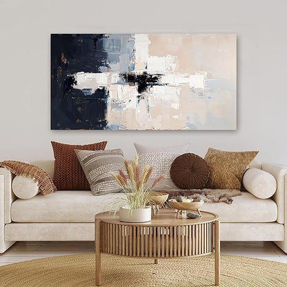 Abstract Wall Art Decor Large Wall Art Pictures for Living Room Oversized Black and White Wall Art Decor Abstract Canvas Art Wall Decor Modern White Wall Art Prints Bedroom Office Decor 35" X 70"
