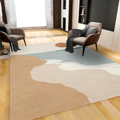 Mid Century Sun and Mountain Area Rug, Retro European Bohemian Large Area Rug, Indoor Non-Slip Kids Rugs, Machine Washable Breathable Durable Carpet for Front Entrance Floor Decor,3 x 4ft