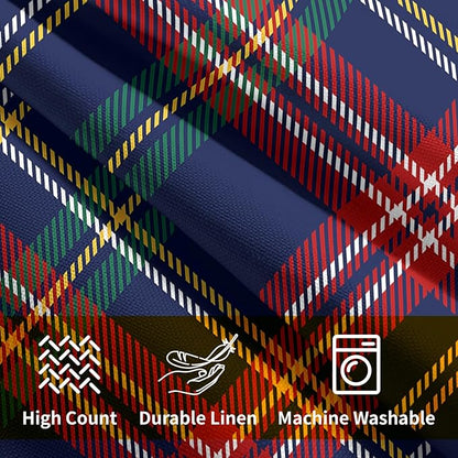 Christmas Tartan Pillow Covers 24x24 Set of 2 Navy Blue Green Red Plaid Print Decorative Outdoor Xmas Throw Pillow Cases Rustic Winter Holiday Decoration Farmhouse Sofa Couch Cushion Cover Bed Decor