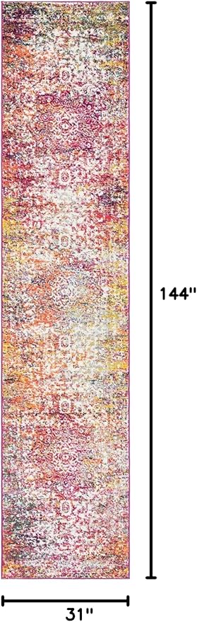 Rugs.com Arlington Collection Rug – 12 Ft Runner Multi Medium-Pile Rug Perfect for Hallways, Entryways