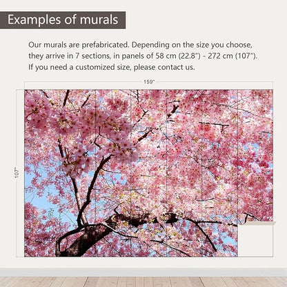 AFZEVEB-Pink Flower Wallpaper Natural Landscape Floral Wall Mural for Bedroom 159"x107"(Not Peel and Stick)