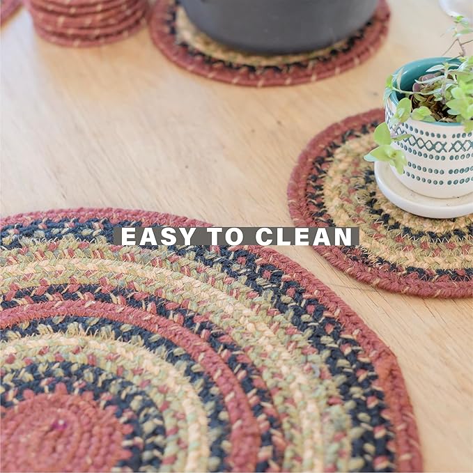 Homespice Highland Jute Braided Rope Coasters 4", Warm Lodge and Cabin Decor, Set of 6, Multicolor - Durable, Absorbs Moisture, Easy to Clean and Protects Furniture