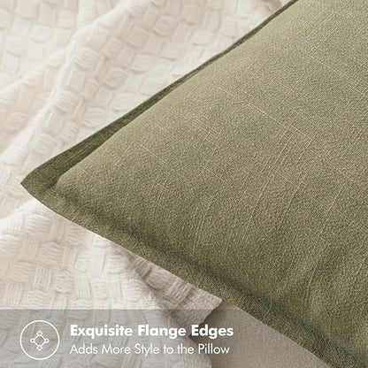 MIULEE Decorative Linen Euro Sham Pillow Covers 26x26 Light Olive Green Boho Farmhouse Neutral Couch Throw Pillows for Bed Pack of 2 Accent Modern Pillowcase Summer Sofa Livingroom Home Decor