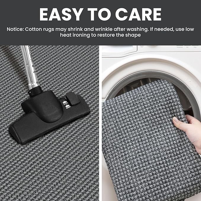IOHOUZE Washable Area Rug 4x6 Non Slip Rubber Backed Woven Rugs for Entryway Indoor Bedroom Rugs Kitchen Rug Floor Throw Carpet for Entrance Front Door Living Room, Dark Grey