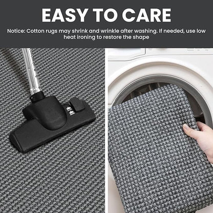IOHOUZE Washable Area Rug 6x9 Non Slip Rubber Backed Rugs for Living Room, Dining Room Rugs Bedroom Rug, Woven Indoor Floor Carpet for Living Room Nursery Office, Dark Grey