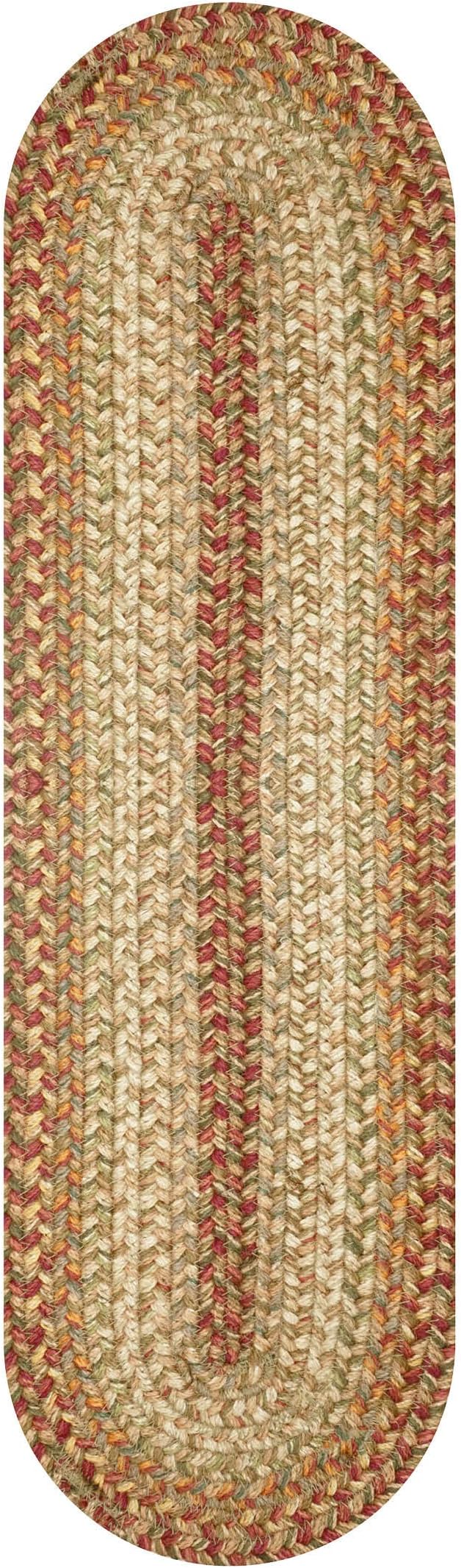 Homespice Harvest Jute Braided Staircase Step Treads, Warm Country Decor, Set of 13, Multicolor 8x28 Oval Rug for Stairs - Easy to Clean, Tightly Stitched and Durable