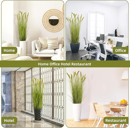 Green Onions Fake Plants,Artificial Plants Indoor, Fake Grass Decor Green Plant Fake Outdoor Flowers Fake Succulents,Artificial Tall Grass Plants with Pots House Decorative(47" 2 Pack)
