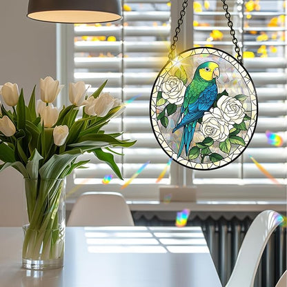 VAIIEYO Bird Acrylic Sun Catcher Window Hanging Decoration, 7.8 Inch Double-Sided Light Reflecting Ornament for Window, Garden, Porch or Balcony Decor, Housewarming, Gift for Natural Lovers